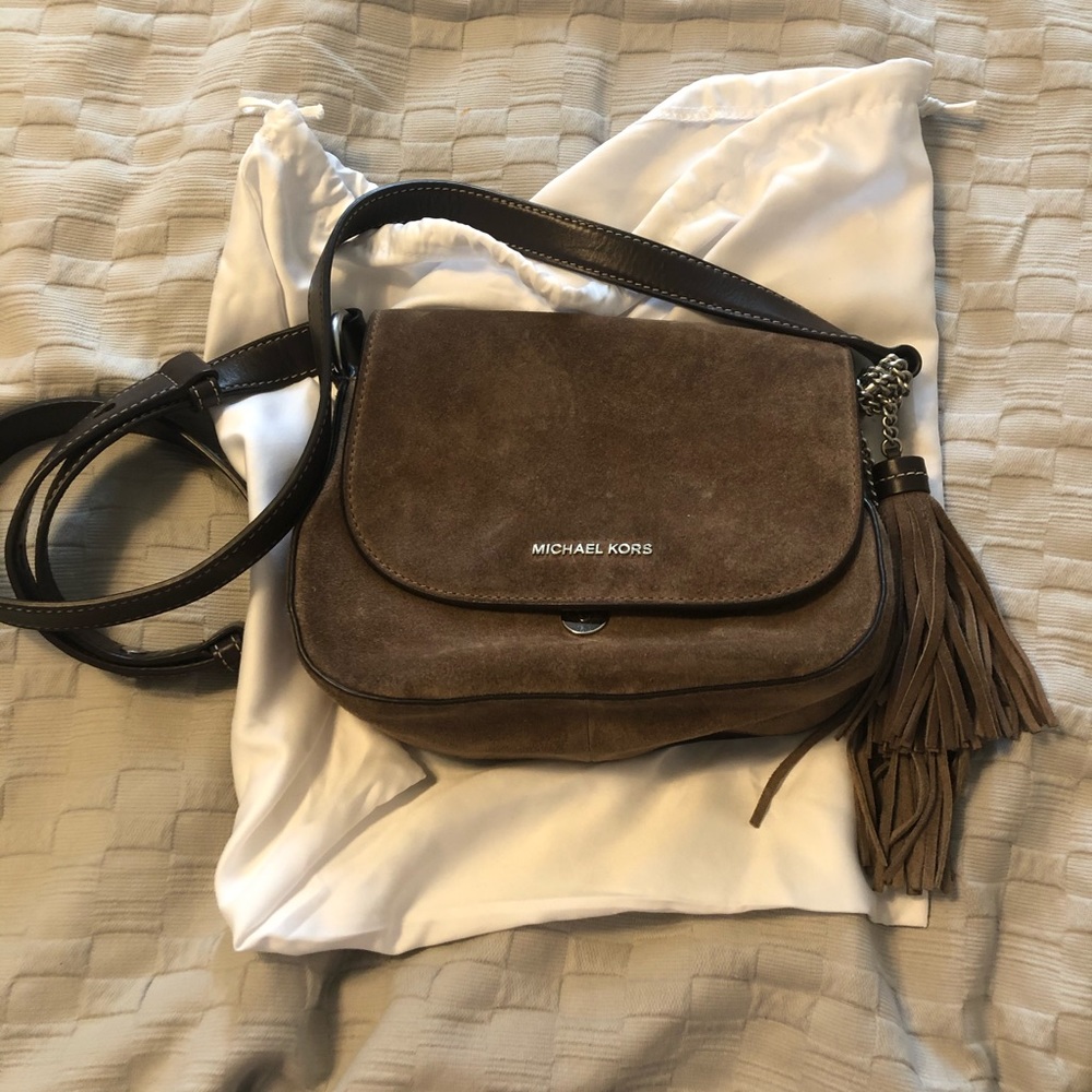Michael Kors brown suede and leather crossbody